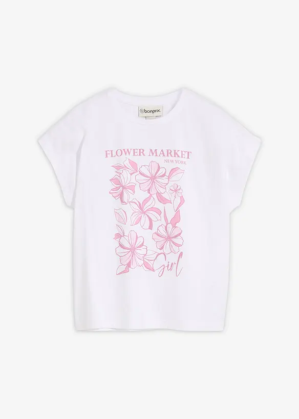 T-Shirt aus reiner Bio-Baumwolle in weiß von vorne - bonprix