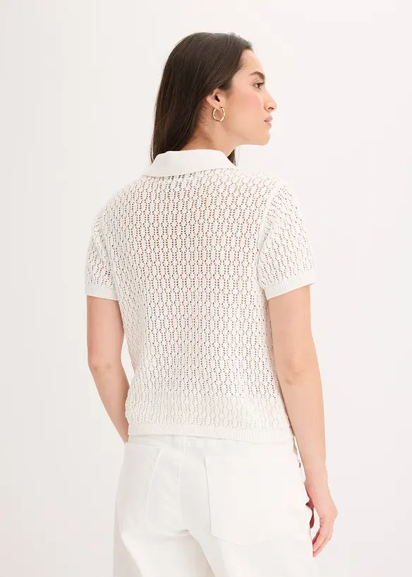 Ajour-Pullover aus reiner Baumwolle in weiß von hinten (im Anschnitt) - bonprix Ajour-Pullover aus reiner Baumwolle in weiß von hinten (im Anschnitt) - bonprix