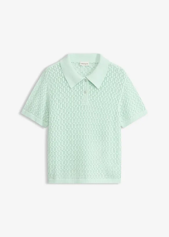Ajour-Pullover aus reiner Baumwolle in grün von vorne - bonprix Ajour-Pullover aus reiner Baumwolle in grün von vorne - bonprix