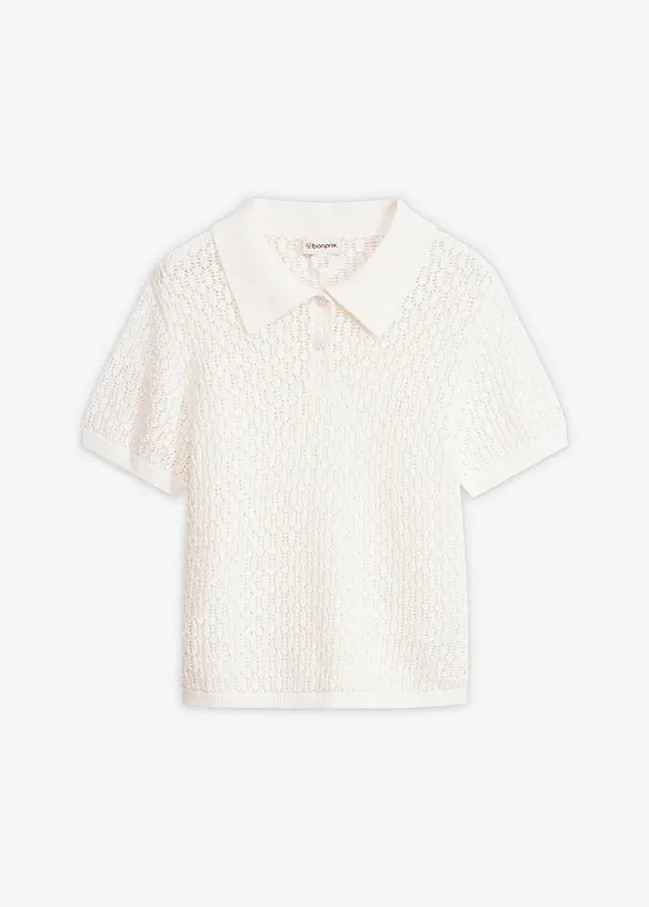 Ajour-Pullover aus reiner Baumwolle in weiß von vorne - bonprix Ajour-Pullover aus reiner Baumwolle in weiß von vorne - bonprix