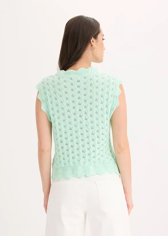 Stricktop aus reiner Baumwolle in grün von hinten (im Anschnitt) - bonprix Stricktop aus reiner Baumwolle in grün von hinten (im Anschnitt) - bonprix