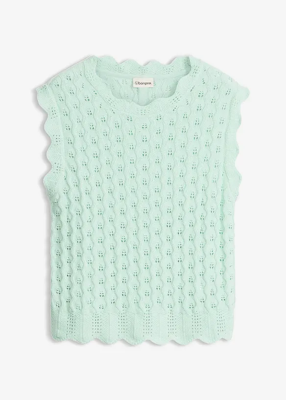 Stricktop aus reiner Baumwolle in grün von vorne - bonprix Stricktop aus reiner Baumwolle in grün von vorne - bonprix