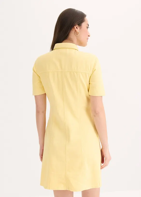 Minikleid aus reiner Baumwolle in gelb von hinten (Totalaufnahme) - bonprix