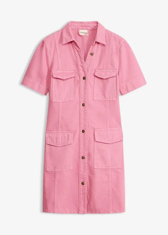 Minikleid aus reiner Baumwolle in rosa von vorne - bonprix