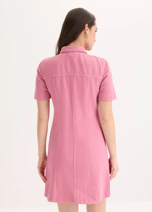 Minikleid aus reiner Baumwolle in rosa von hinten (Totalaufnahme) - bonprix