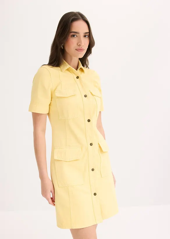Minikleid aus reiner Baumwolle in gelb von vorne (Totalaufnahme) - bonprix