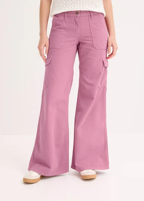 Cargohose aus reiner Baumwolle in rosa von vorne - bonprix Cargohose aus reiner Baumwolle in rosa von vorne - bonprix