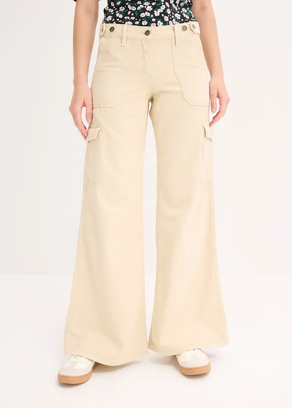 Cargohose aus reiner Baumwolle in beige von vorne - bonprix Cargohose aus reiner Baumwolle in beige von vorne - bonprix
