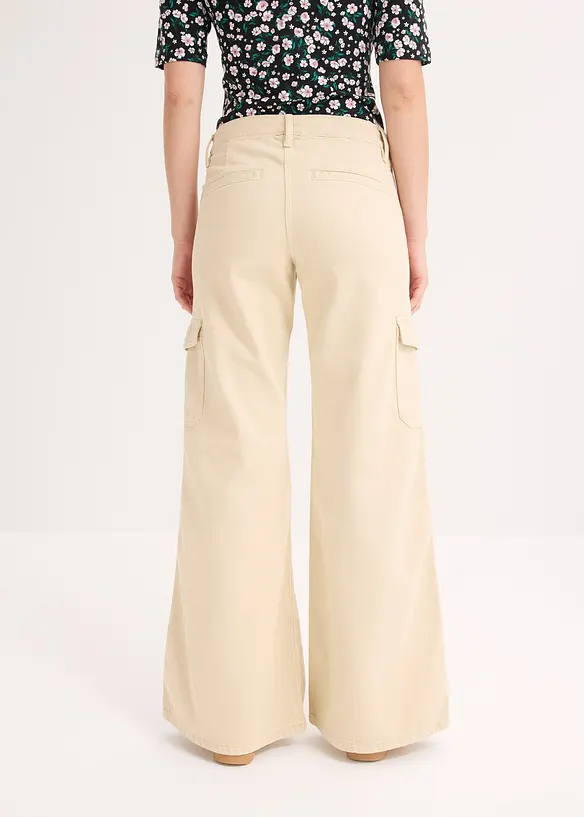 Cargohose aus reiner Baumwolle in beige von hinten - bonprix Cargohose aus reiner Baumwolle in beige von hinten - bonprix
