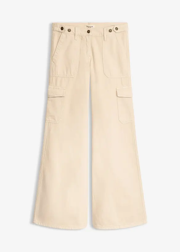 Cargohose aus reiner Baumwolle in beige von vorne - bonprix Cargohose aus reiner Baumwolle in beige von vorne - bonprix