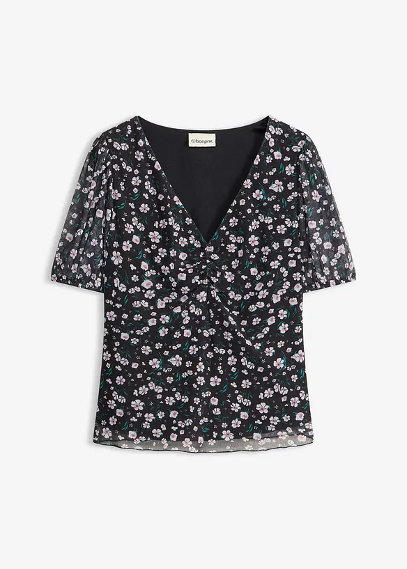 Shirt aus zartem Mesh in schwarz von vorne - bonprix Shirt aus zartem Mesh in schwarz von vorne - bonprix