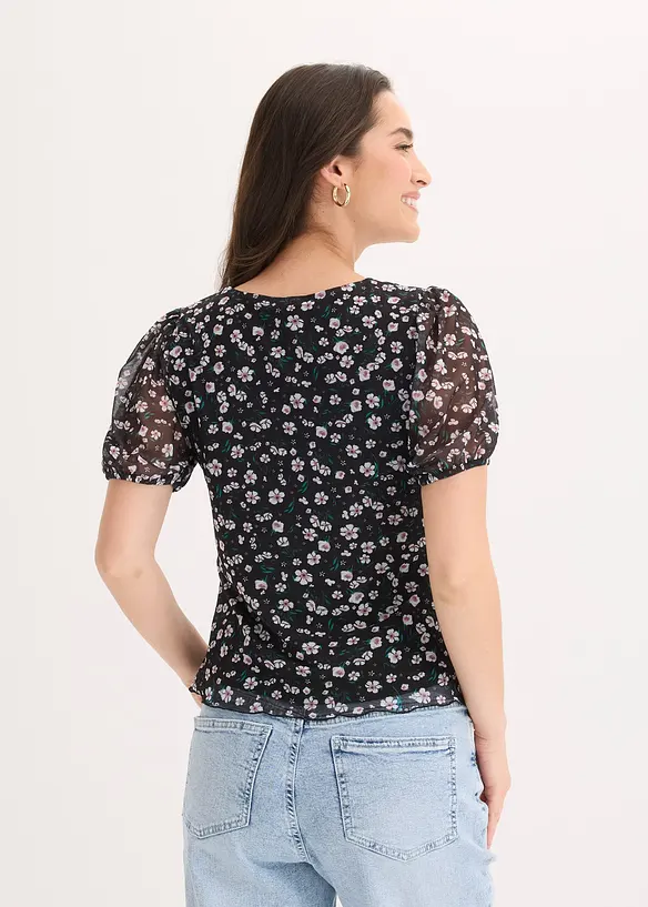 Shirt aus zartem Mesh in schwarz von hinten (im Anschnitt) - bonprix Shirt aus zartem Mesh in schwarz von hinten (im Anschnitt) - bonprix