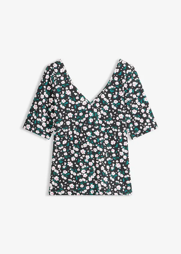 Shirt aus elastischer Baumwolle in schwarz von vorne - bonprix Shirt aus elastischer Baumwolle in schwarz von vorne - bonprix