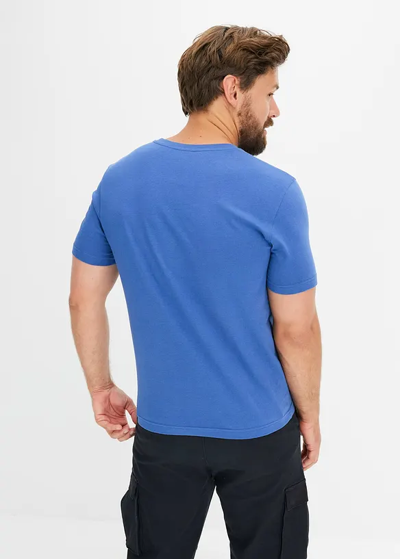 T-Shirt in Regular Fit (3er Pack) in blau von hinten (im Anschnitt) - bonprix