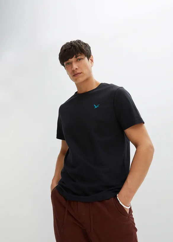 T-Shirt in Regular Fit (3er Pack) in weiß von vorne (im Anschnitt) - bonprix
