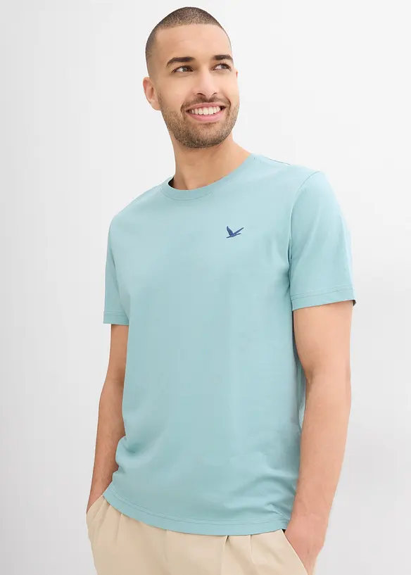 T-Shirt in Regular Fit (3er Pack) in blau von vorne (im Anschnitt) - bonprix