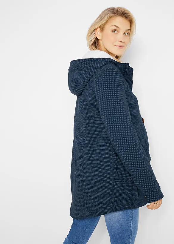 3-in-1 kuschelig gefütterte Umstands- und Tragejacke in blau von hinten (im Anschnitt) - bonprix
