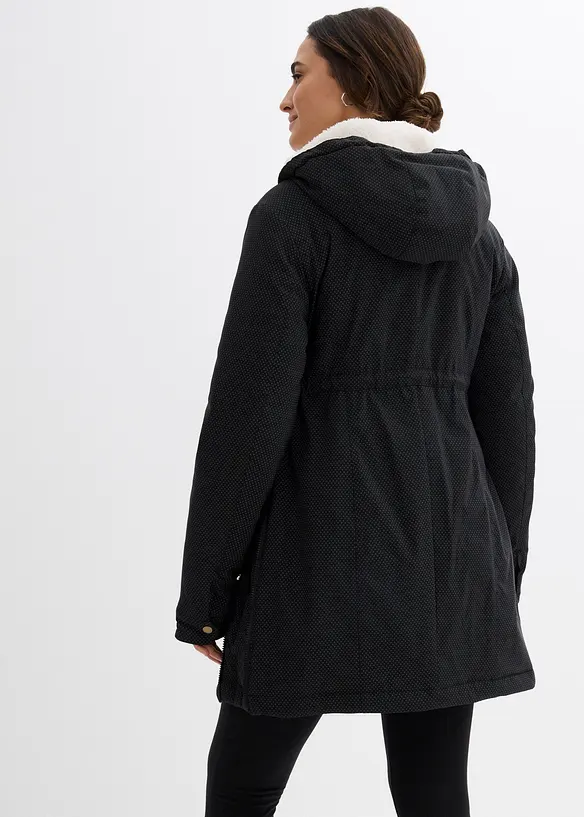 3-in-1 kuschelig gefütterte Umstands- und Tragejacke in schwarz von hinten (im Anschnitt) - bonprix