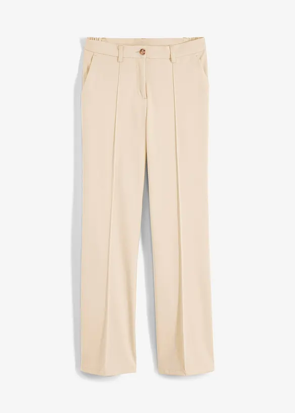 Anzugshose mit ausgestelltem Bein in beige von vorne - bonprix