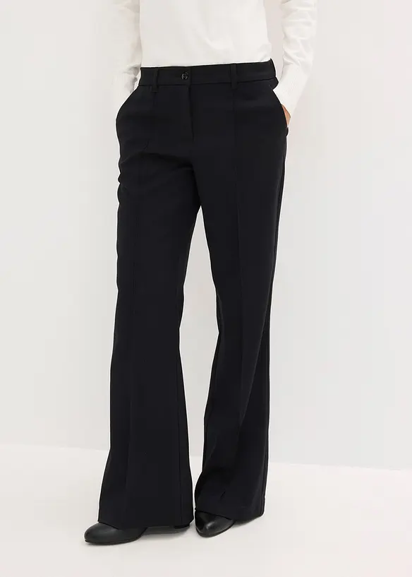 Anzugshose mit ausgestelltem Bein in schwarz von vorne - bonprix Anzugshose mit ausgestelltem Bein in schwarz von vorne - bonprix