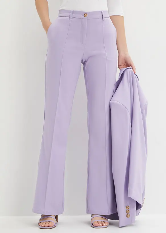 Anzugshose mit ausgestelltem Bein in lila von vorne - bonprix Anzugshose mit ausgestelltem Bein in lila von vorne - bonprix
