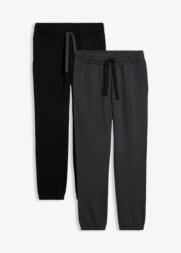 Regular Fit Jogginghose (2er Pack), Straight in schwarz von vorne - bonprix