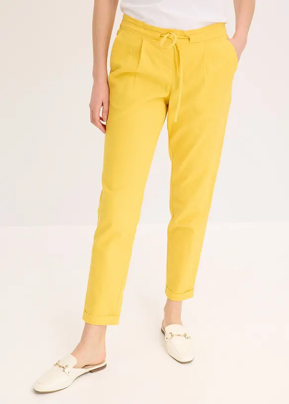 Leinenhose aus reinem Leinen in gelb von vorne - bonprix Leinenhose aus reinem Leinen in gelb von vorne - bonprix