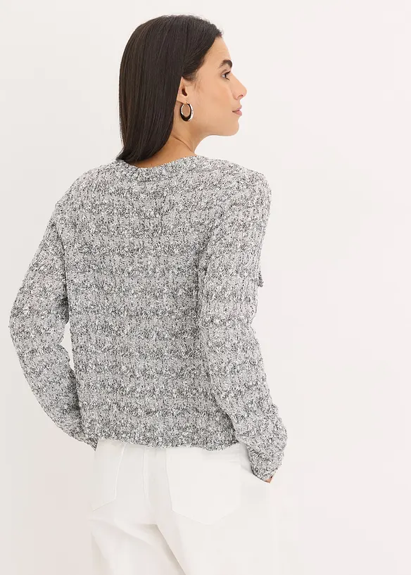 Bouclé Strickjacke in grau von hinten (im Anschnitt) - bonprix Bouclé Strickjacke in grau von hinten (im Anschnitt) - bonprix