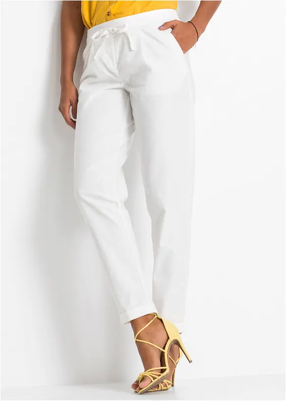 Leinenhose aus reinem Leinen in weiß von vorne - bonprix Leinenhose aus reinem Leinen in weiß von vorne - bonprix