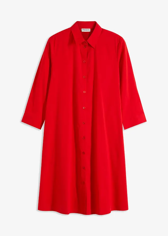 Hemdblusenkleid aus griffigem Popeline in rot von vorne - bonprix Hemdblusenkleid aus griffigem Popeline in rot von vorne - bonprix