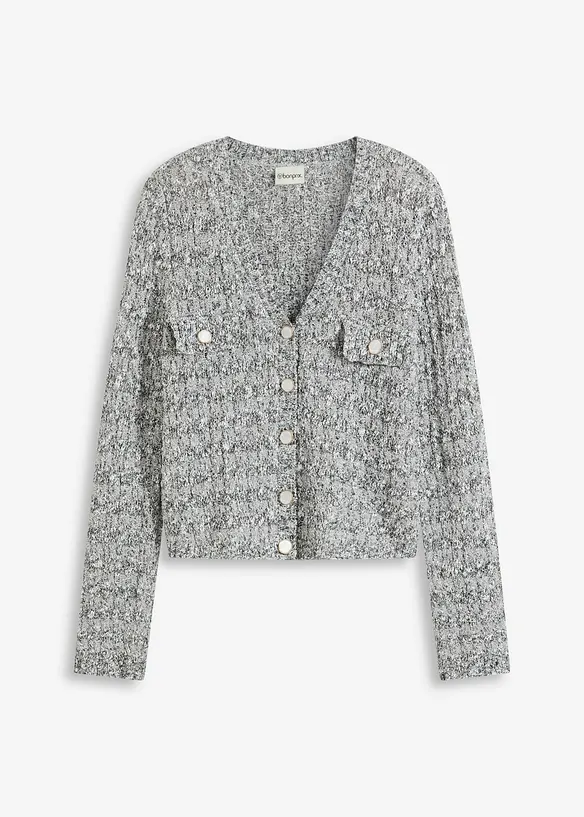 Bouclé Strickjacke in grau von vorne - bonprix Bouclé Strickjacke in grau von vorne - bonprix