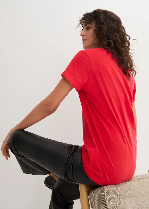 Rundhals-Shirt  (5erPack) in rot von hinten (im Anschnitt) - bonprix
