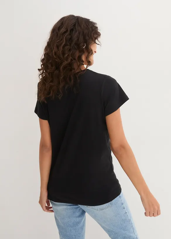 Rundhals-Shirt (5erPack) in schwarz von hinten (im Anschnitt) - bonprix Rundhals-Shirt (5erPack) in schwarz von hinten (im Anschnitt) - bonprix