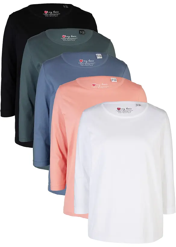 Longshirt (5er-Pack) in grün von vorne - bonprix