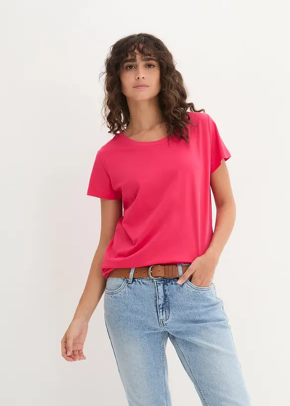 Rundhals-Shirt (5erPack) in pink von vorne (im Anschnitt) - bonprix Rundhals-Shirt (5erPack) in pink von vorne (im Anschnitt) - bonprix
