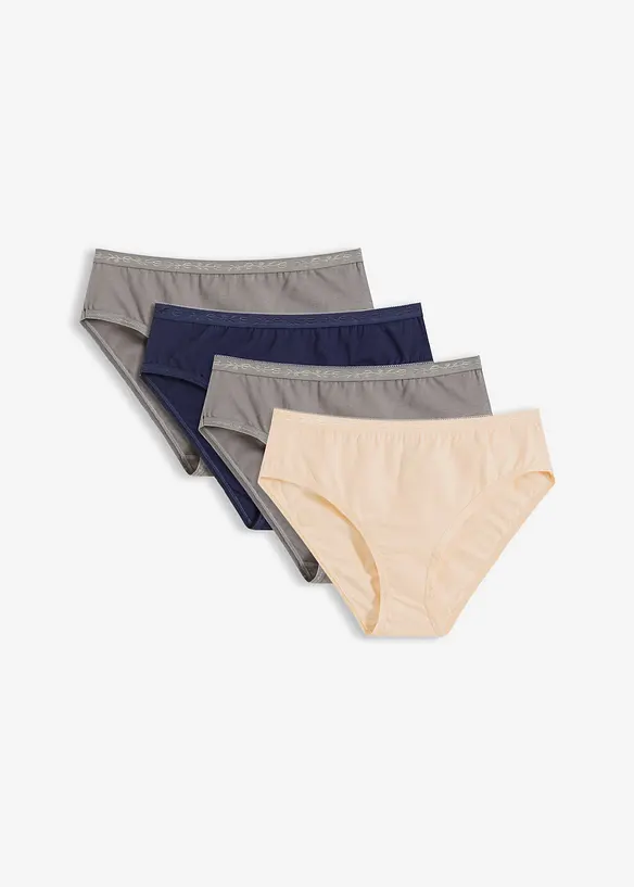 Maxislip mit Baumwolle(4er Pack) in grau von vorne - bonprix