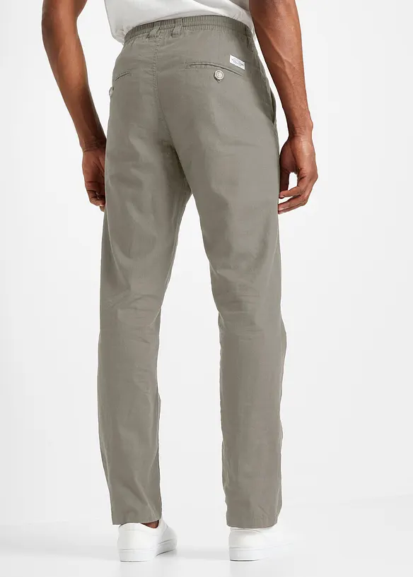 Regular Fit Chinohose aus luftigem Leinen-Mix, Straight in grau von hinten - bonprix