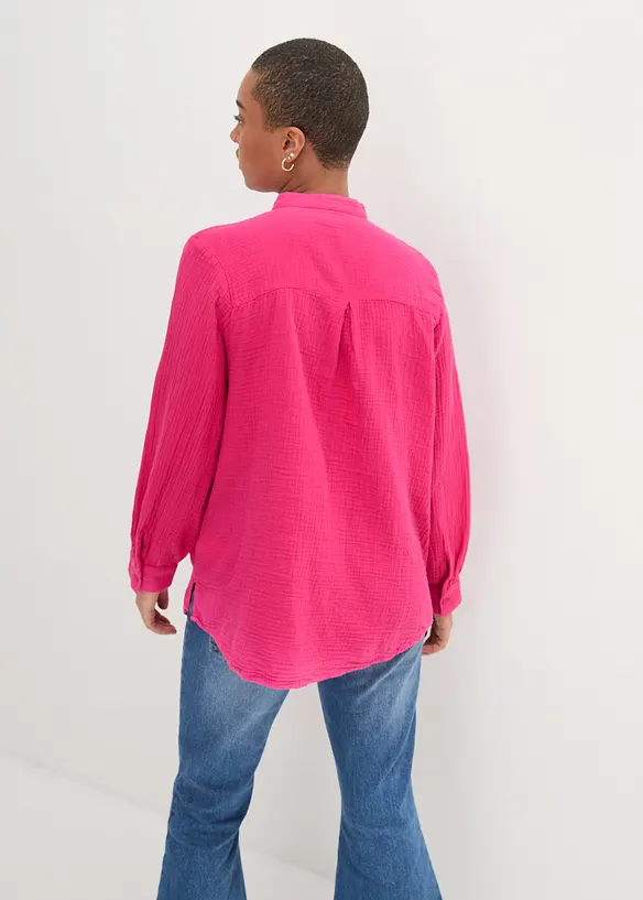 Musselin-Longbluse aus reiner Baumwolle in pink von hinten (im Anschnitt) - bonprix Musselin-Longbluse aus reiner Baumwolle in pink von hinten (im Anschnitt) - bonprix