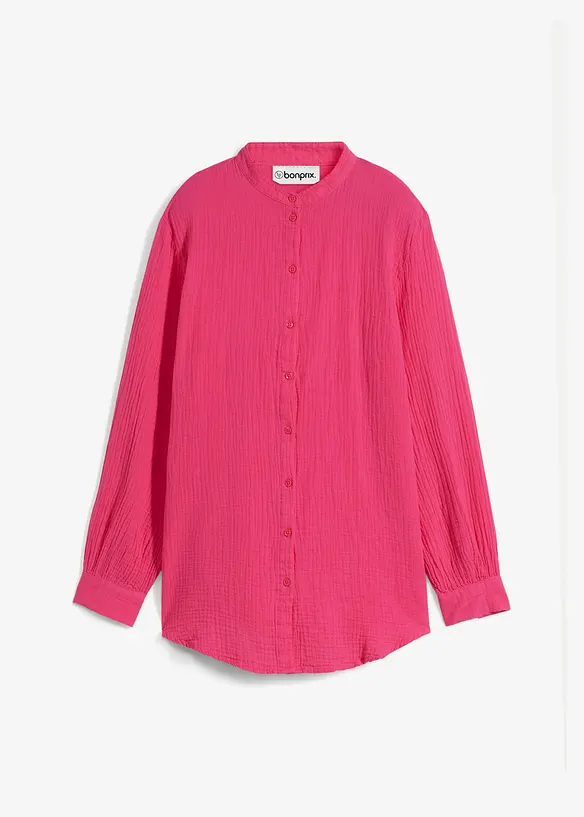 Musselin-Longbluse aus reiner Baumwolle in pink von vorne - bonprix Musselin-Longbluse aus reiner Baumwolle in pink von vorne - bonprix
