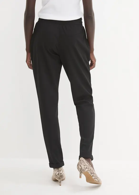 Schlupfhose aus bequemen Punto di Roma in schwarz von hinten - bonprix Schlupfhose aus bequemen Punto di Roma in schwarz von hinten - bonprix
