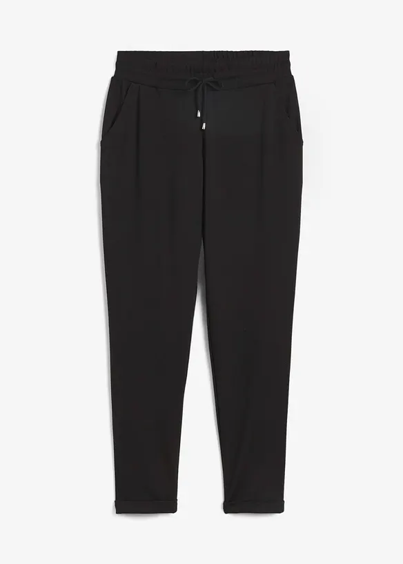 Schlupfhose aus bequemen Punto di Roma in schwarz von vorne - bonprix Schlupfhose aus bequemen Punto di Roma in schwarz von vorne - bonprix