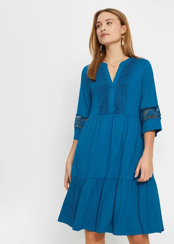 Tunika-Kleid aus softer Viskose in blau von vorne (Totalaufnahme) - bonprix Tunika-Kleid aus softer Viskose in blau von vorne (Totalaufnahme) - bonprix