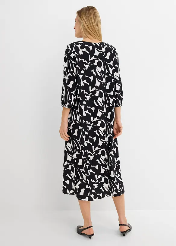 Maxikleid aus fließender Viskose in schwarz von hinten (Totalaufnahme) - bonprix