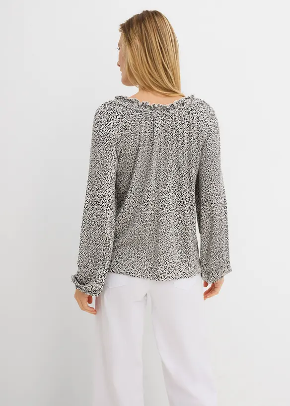 Langarmshirt aus Viskose-Mix in weiß von hinten (im Anschnitt) - bonprix Langarmshirt aus Viskose-Mix in weiß von hinten (im Anschnitt) - bonprix