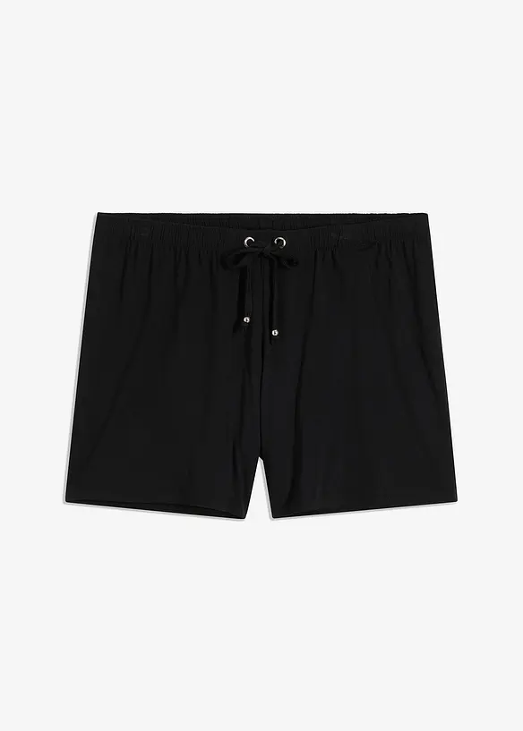Strandshorts aus fließendem Viskose-Mix in schwarz von vorne - bonprix