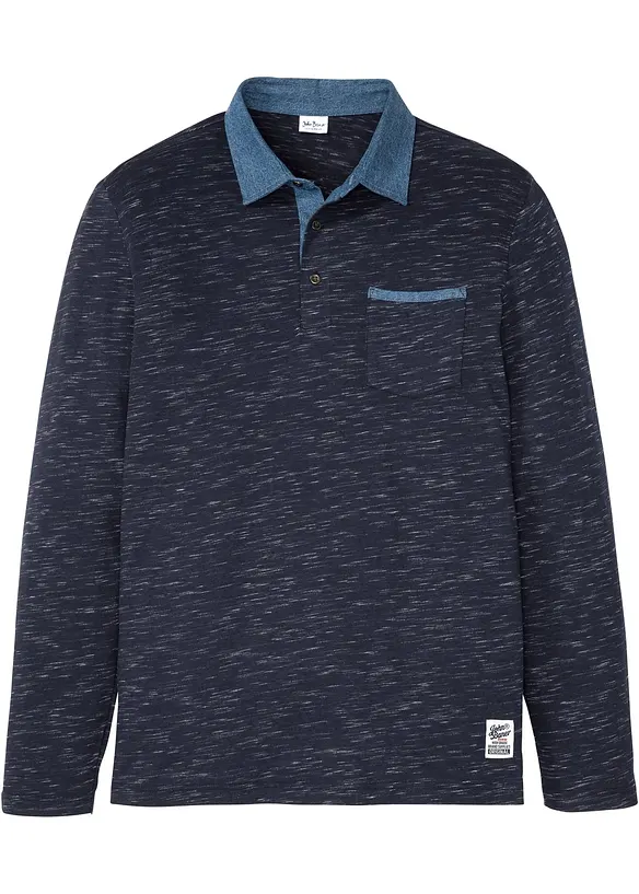 Poloshirt aus reiner Baumwolle in blau von vorne - bonprix