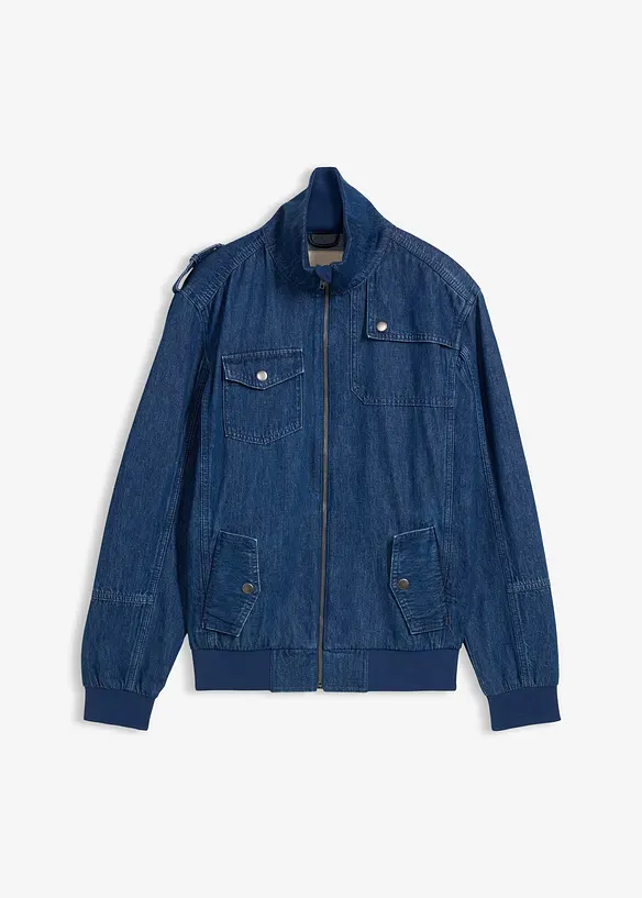 Jeansjacke aus reiner Baumwolle in blau von vorne - bonprix