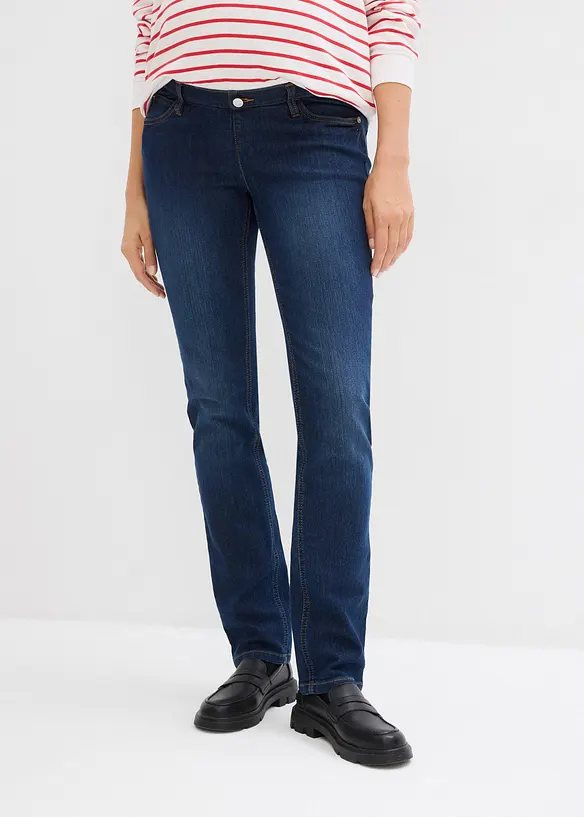 Umstandsjeans aus Bio-Baumwolle, Straight Leg in blau von vorne - bonprix Umstandsjeans aus Bio-Baumwolle, Straight Leg in blau von vorne - bonprix