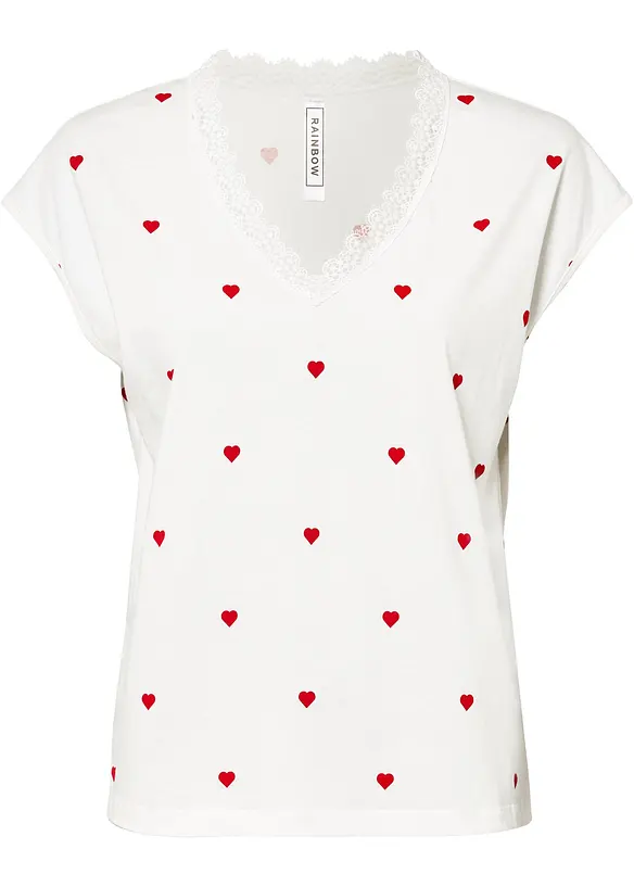 Shirt aus reiner Baumwolle in weiß von vorne - bonprix