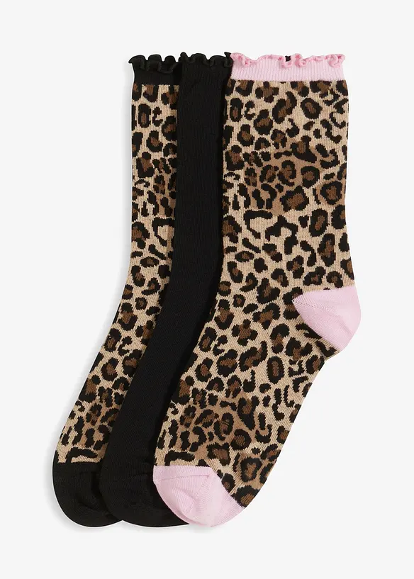 Socken mit Bio-Baumwolle (3er Pack) in schwarz von vorne - bonprix
